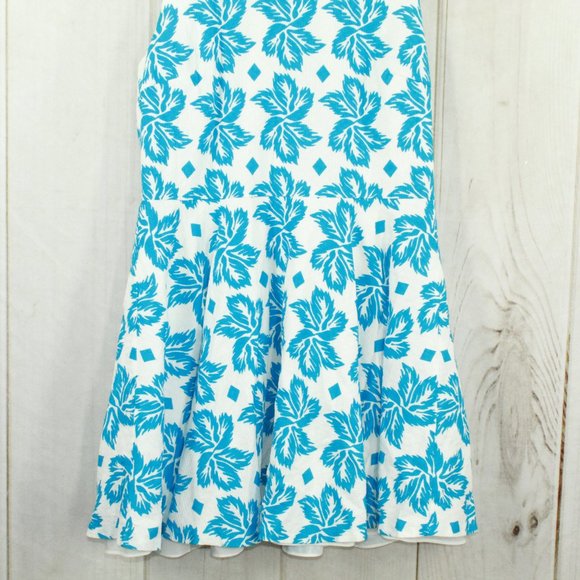 Diane von Furstenberg Blue Floral Print Flare Mini Dress Size 14 - Picture 5 of 12